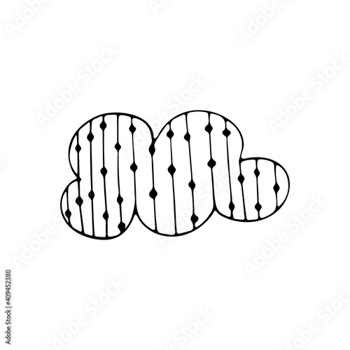 Hand-drawn single element cloud. Beautiful cloud for design and print, isolated on white background. Image
