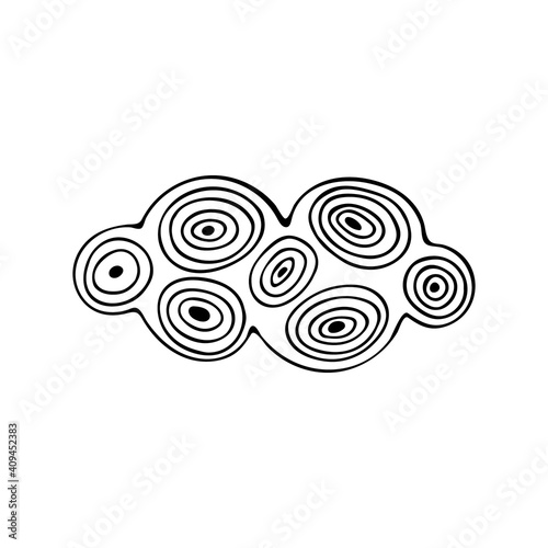 Hand-drawn single element cloud. Beautiful cloud for design and print, isolated on white background. Image