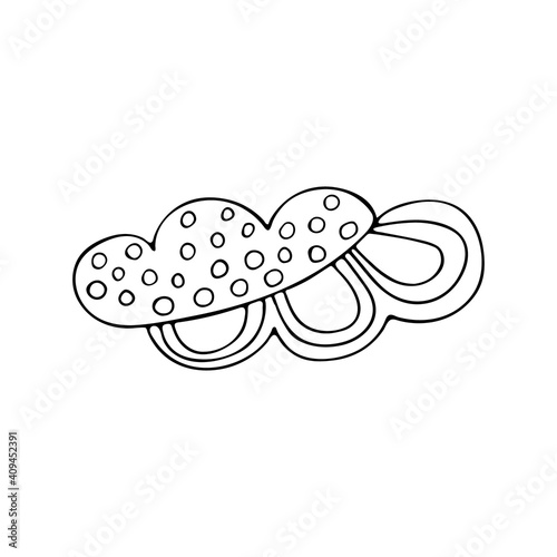 Hand-drawn single element cloud. Beautiful cloud for design and print, isolated on white background. Image