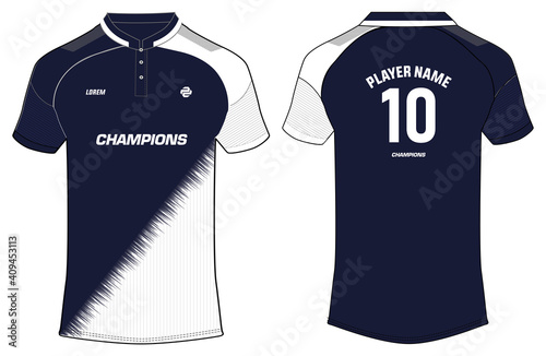 Sports polo collar t-shirt jersey design vector template, Football jersey concept with front and back view for Soccer, Cricket, Football, Tennis and badminton uniform