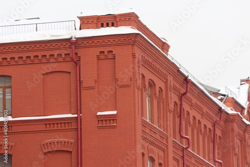 red brick building, Travel photos are very interesting, I'm an Architect by profession. Photo of the Russian Presidential Academy of National Economy in Moscow Russia during the winter months.