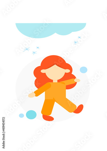 girl playing with a snowballs