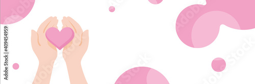 Compassion and sincerity, heartwarming illustrations, hand and heart icons and copy space