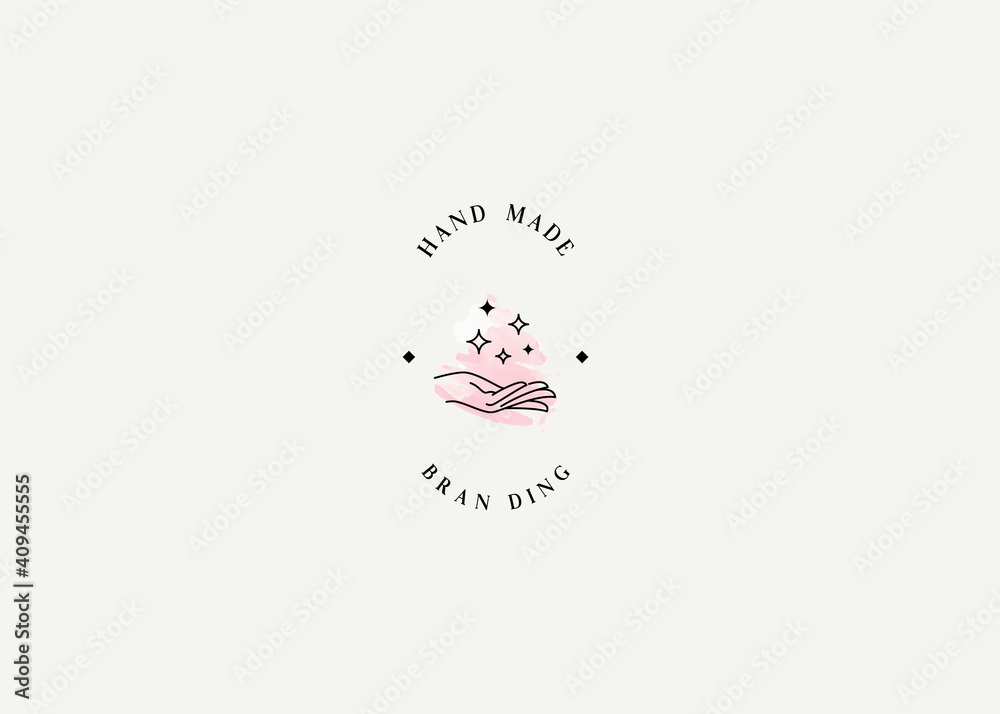 Aesthetic clean hand logo design template Aesthetic clean hand logo design template
