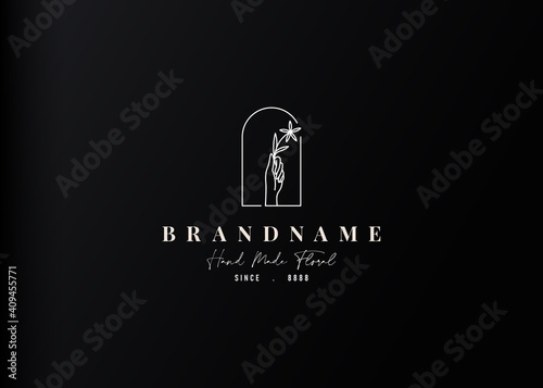 Aesthetic hand botanic logo design template