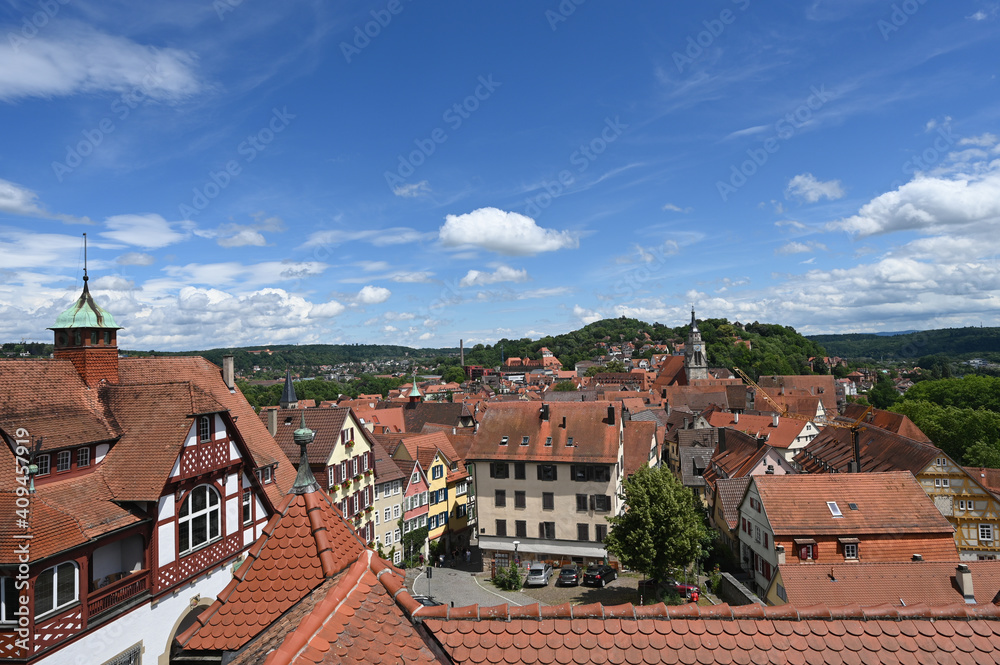 View over Tuebingen from the castle Hohentuebingen