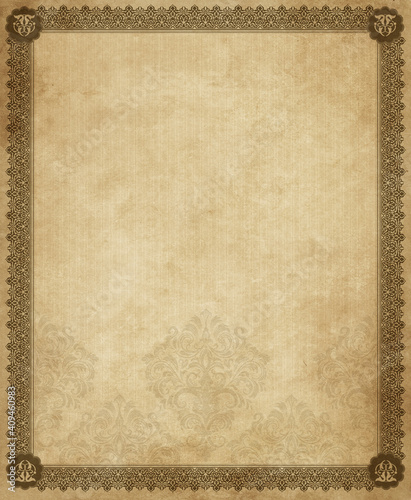 Vintage paper background with ornamental border.
