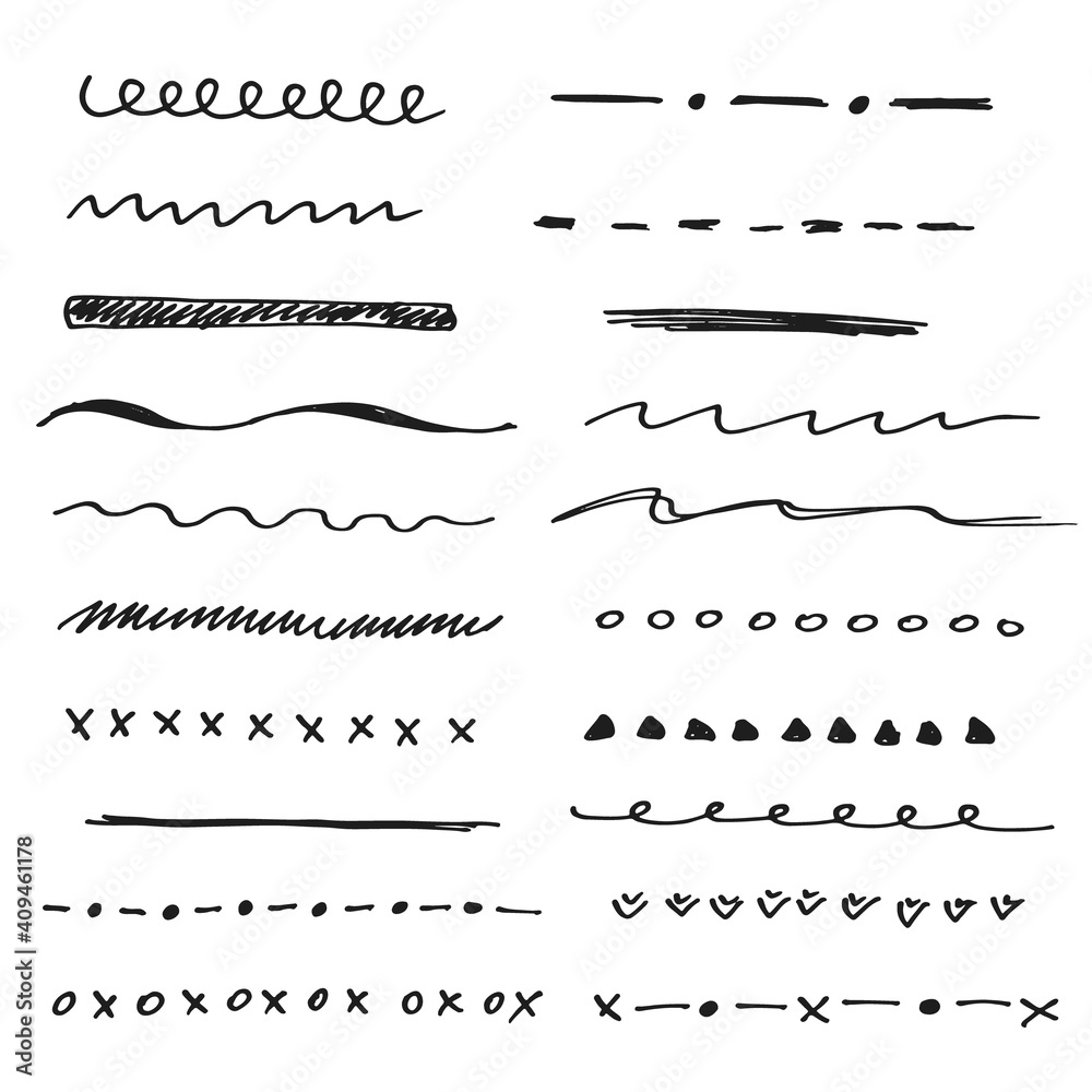 Vector hand drawn calligraphic design elements or text dividers. 