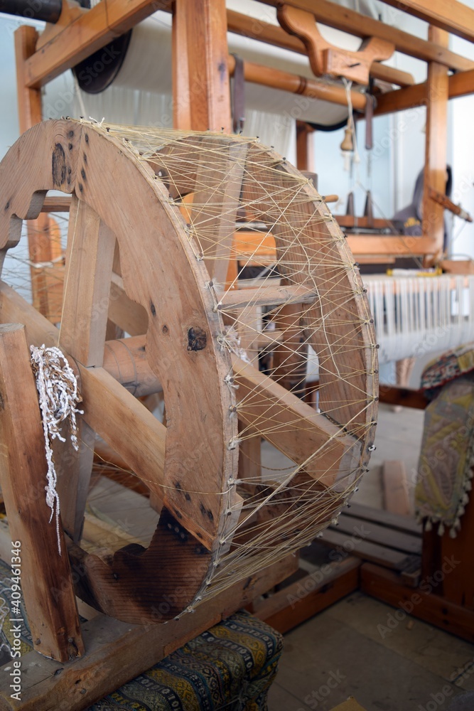 
Hand-loom wooden loom. An old loom. Denizli. Turkey