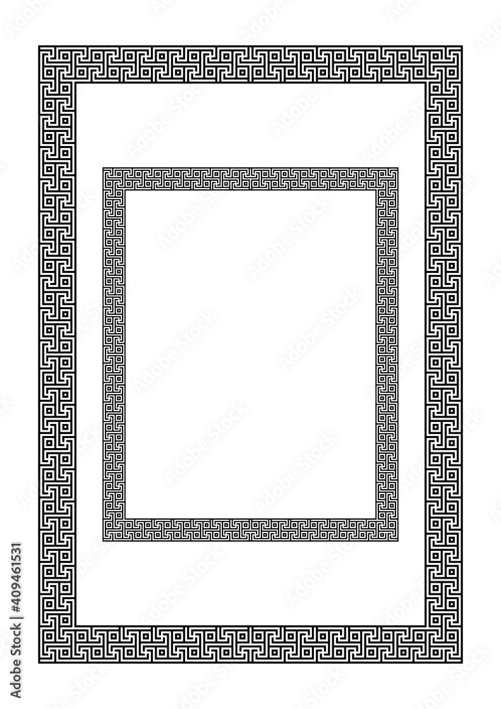 Rectangular geometric frames. Antic Greek style. A3, Letter proportions ...
