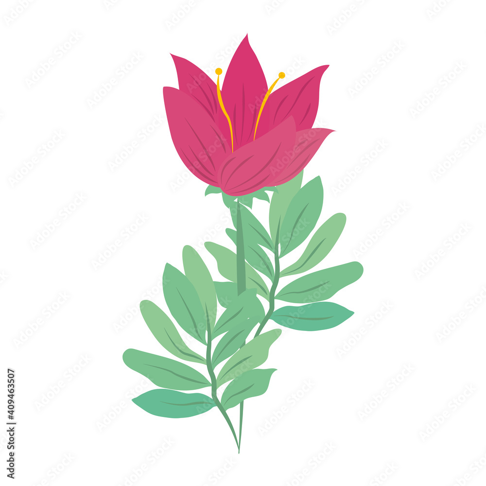 flower stem leaves nature isolated icon vector flower stem leaves nature isolated icon vector