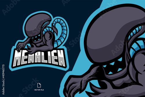 alien predator mascot esport logo illustration template