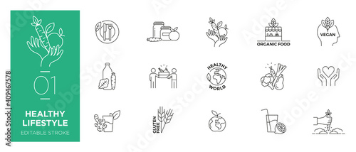 Set of Healthy Lifestyle line icons - Modern icons	
