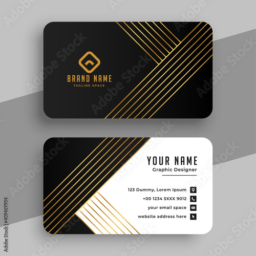 luxury business card with golden lines design