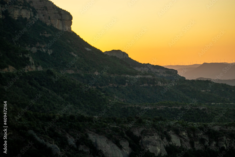 mountain side sunset Mediterranean landscape