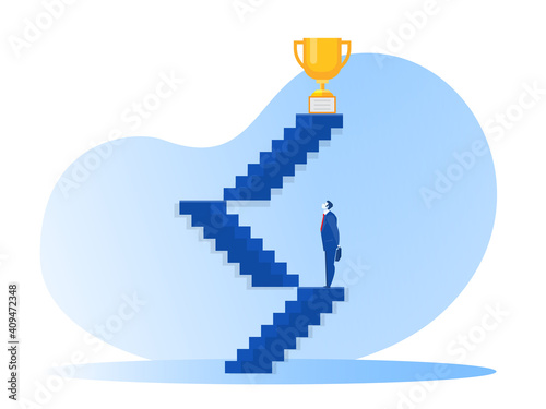 Business lookining stair way  to success for award concept vector illustrator.