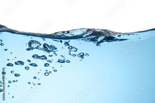 Water waves and bubbles on a white background. Water ripples