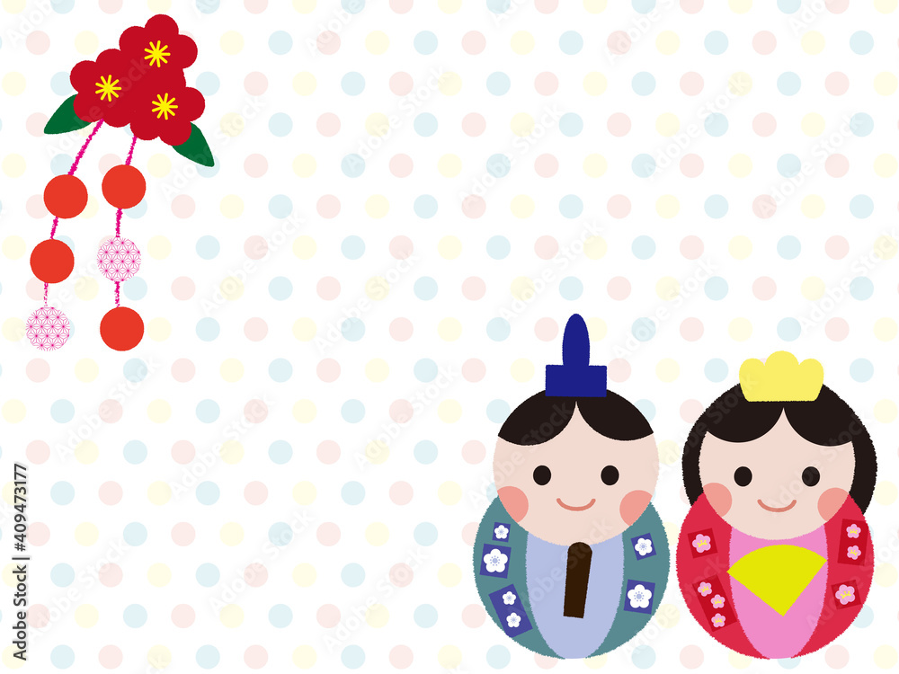 和紙で作った可愛いひな人形_ひなあられ背景 和紙で作った可愛いひな人形_ひなあられ背景