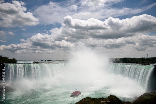 Niagara falls horseshoe waterfall and clouds