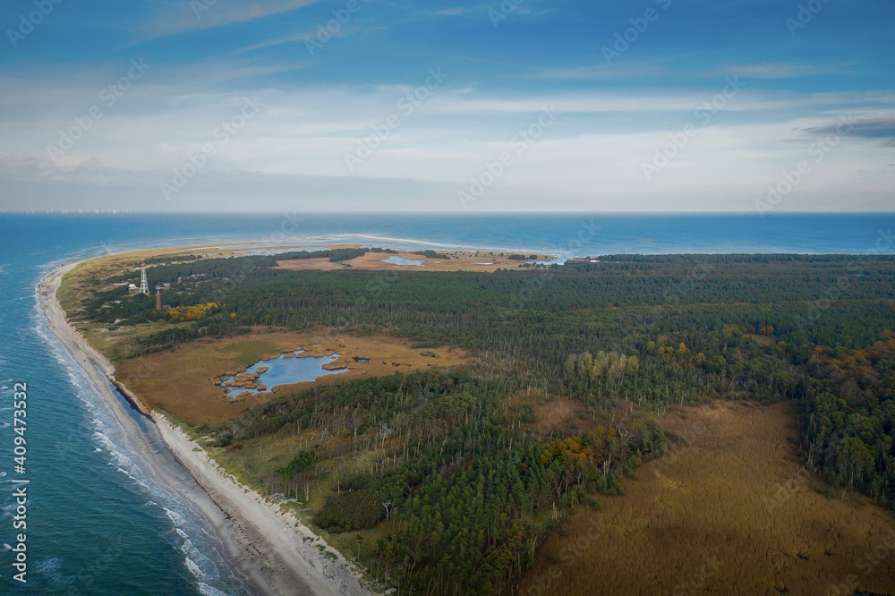 Aerial view of coastline 