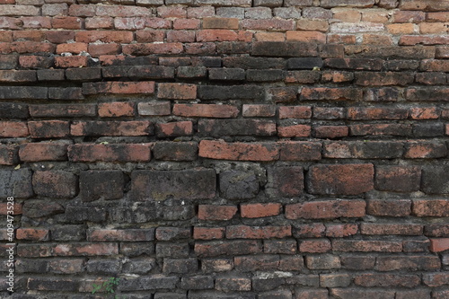 Ancient red brick wall vintage building