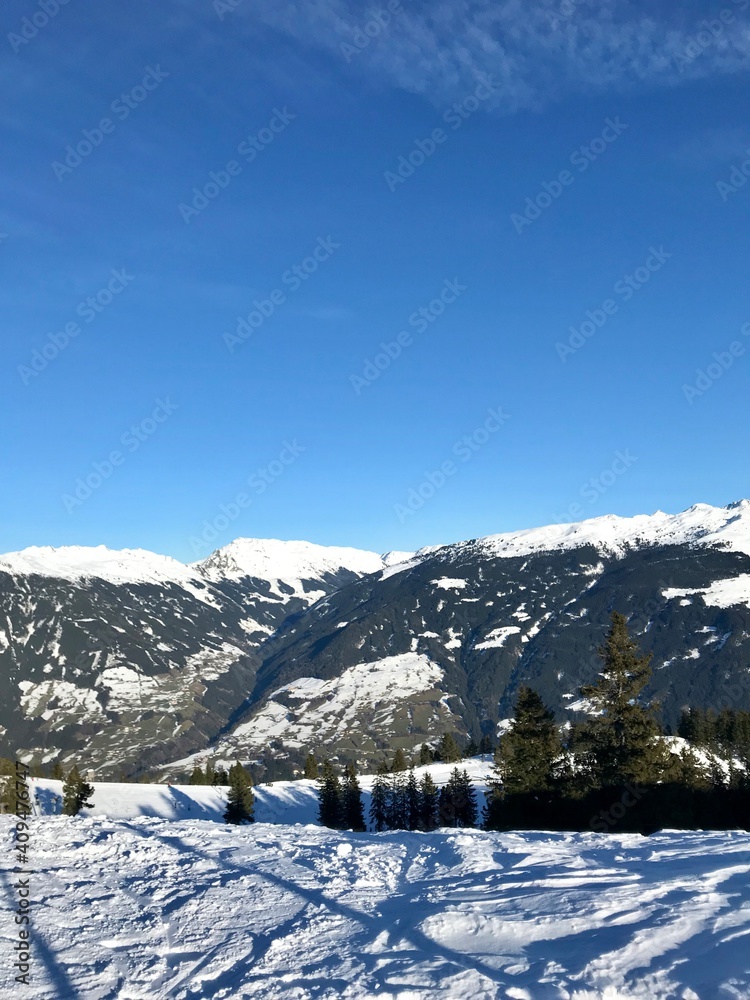 snow covered mountains