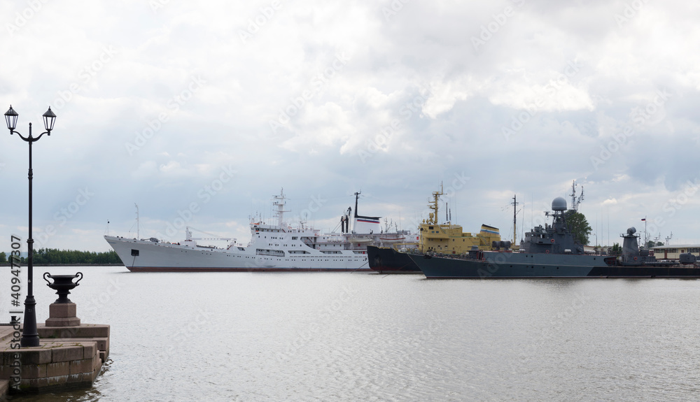 Ships in the port of Kronstadt