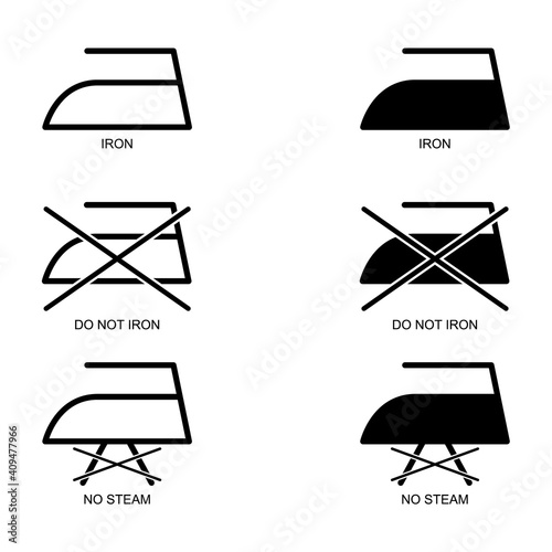 Iron collection flat icon isolated on white background. Don´ts and steam symbol. Machine vector illustration