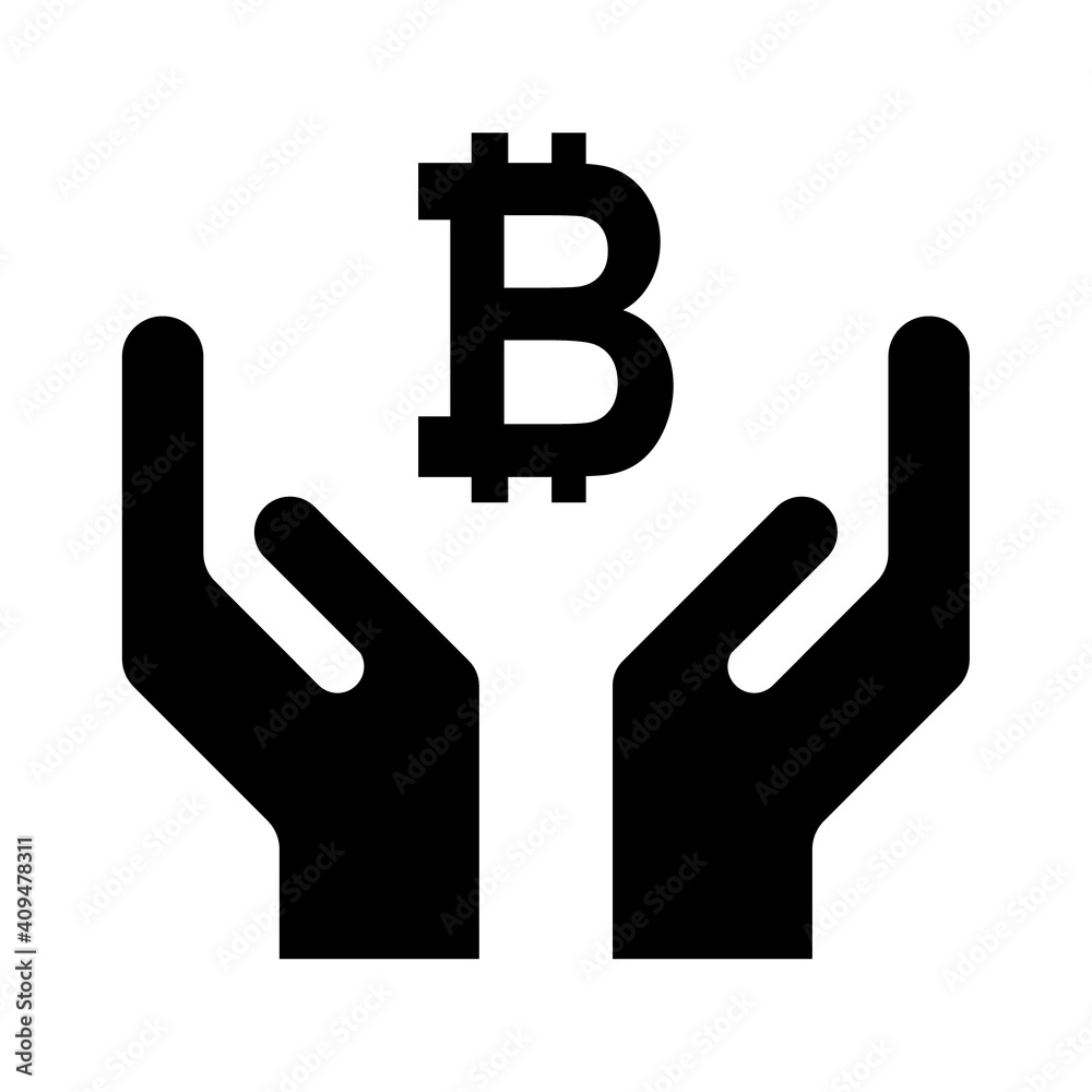 Hope icon, human hand with bitcoin symbol, help and protection graphic design, support vector illustration Hope icon, human hand with bitcoin symbol, help and protection graphic design, support vector illustration