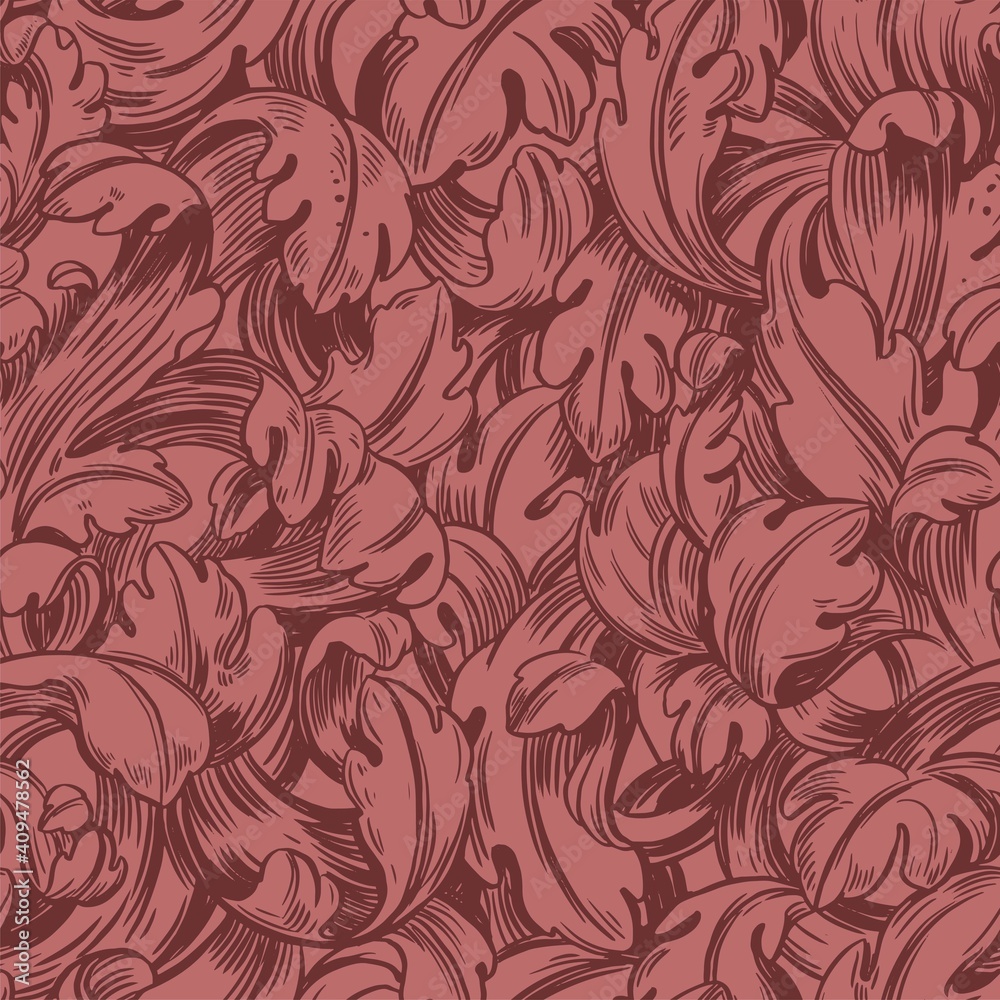 Seamless vector pattern. Baroque style. Outline