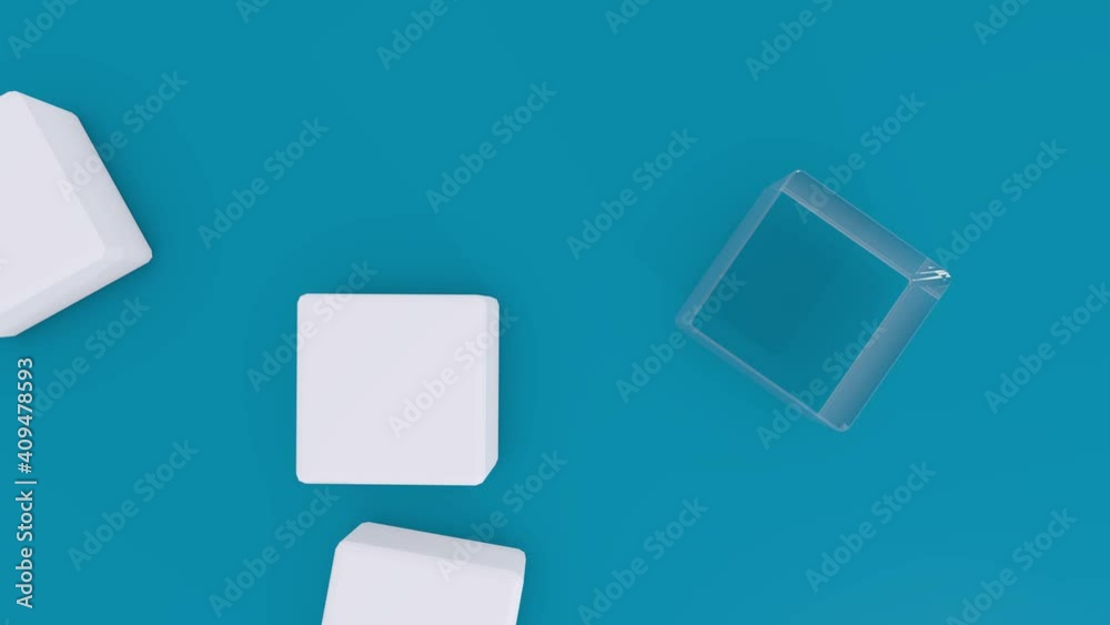 3d animation, some cubes shapes on magnetic field on blue background 3d animation, some cubes shapes on magnetic field on blue background