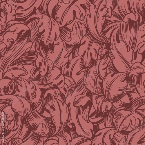 Seamless vector pattern. Baroque style. Outline
