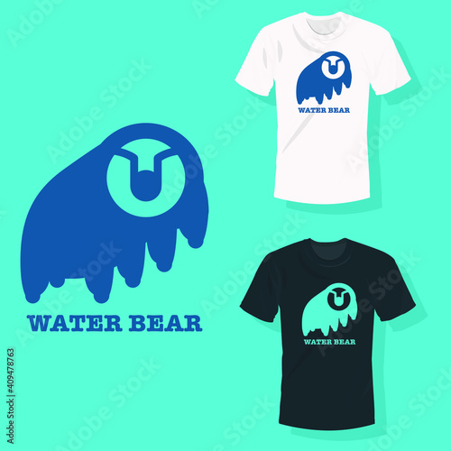 Blue water bear swimming in water T shirt logo clothing fashion design