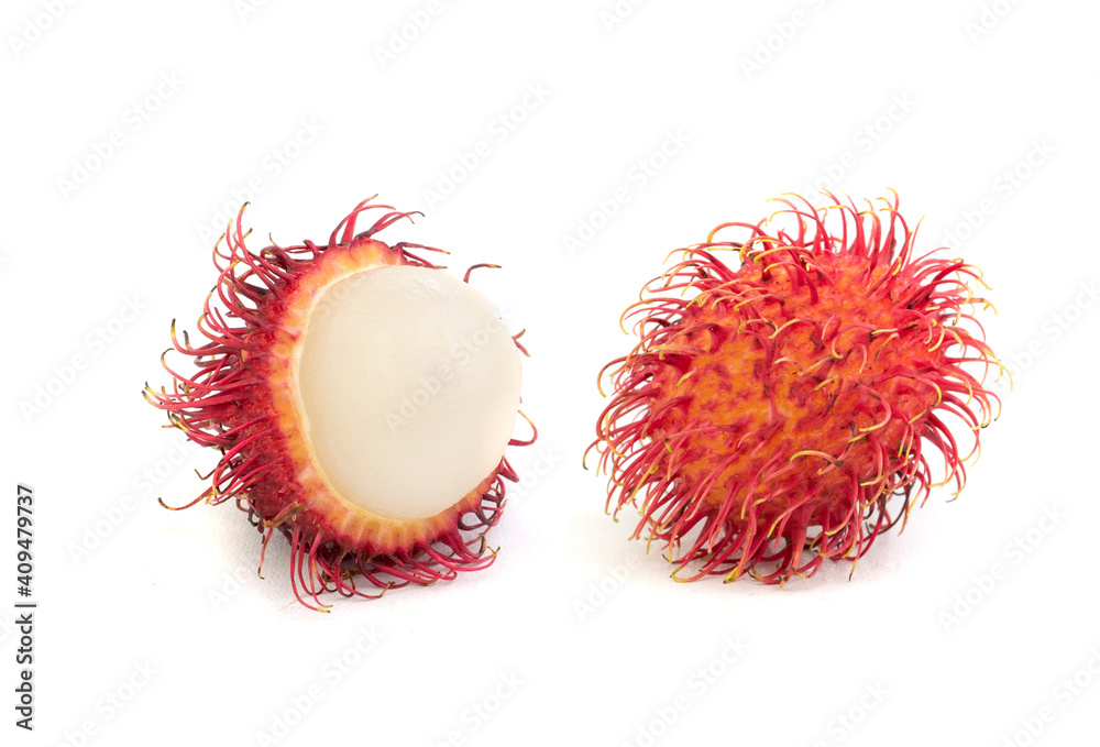 Rambutan isolated on white with clipping path. selective focus. Rambutan isolated on white with clipping path. selective focus.