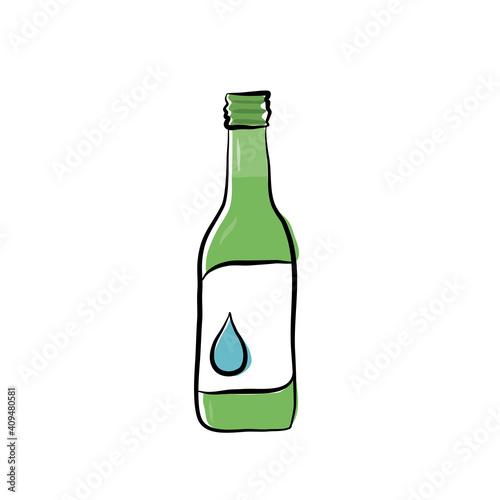 Hand drawing Soju, famous clear, colorless distilled beverage of Korean origin