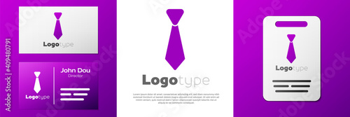 Logotype Tie icon isolated on white background. Necktie and neckcloth symbol. Logo design template element. Vector.