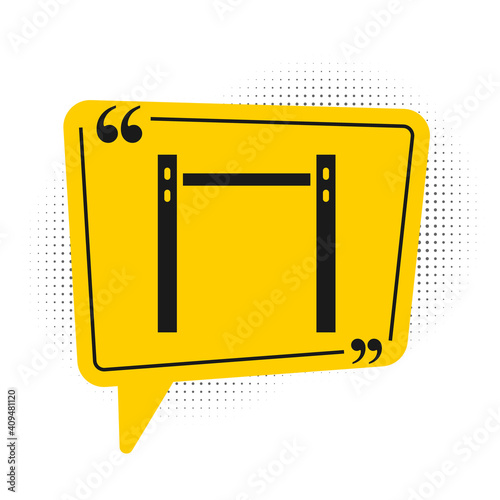 Black Sport horizontal bar icon isolated on white background. Yellow speech bubble symbol. Vector.