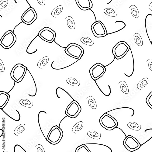Doodle glasses summer seamless pattern. hand drawn background. Vector illustration