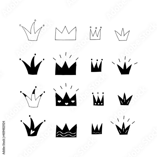 Doodle crown set. hand drawn of a kite isolated on a white background. Vector illustration