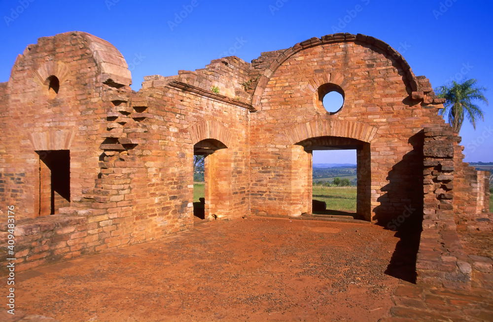Ruins of the Jesuit Mission of Jesus de Tavarangue, Paraguay, South America,
