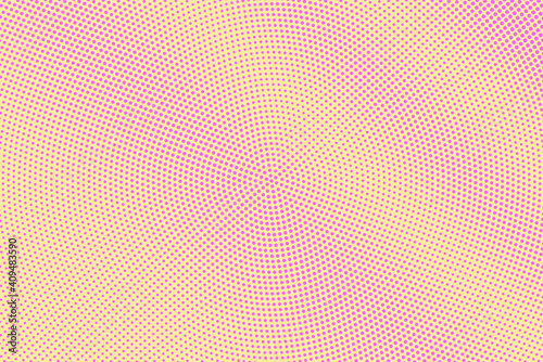 Pink and yellow dotted halftone vector background. Subtle halftone digital texture. Faded dotted gradient