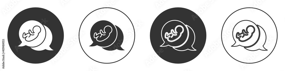 Black Baby icon isolated on white background. Circle button. Vector. Black Baby icon isolated on white background. Circle button. Vector.