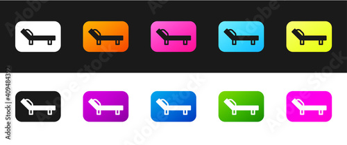 Set Sunbed icon isolated on black and white background. Sun lounger. Vector.