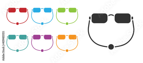 Black Eyeglasses icon isolated on white background. Set icons colorful. Vector.