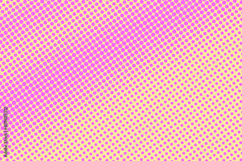 Pink and yellow dotted halftone vector background. Subtle halftone digital texture. Faded dotted gradient