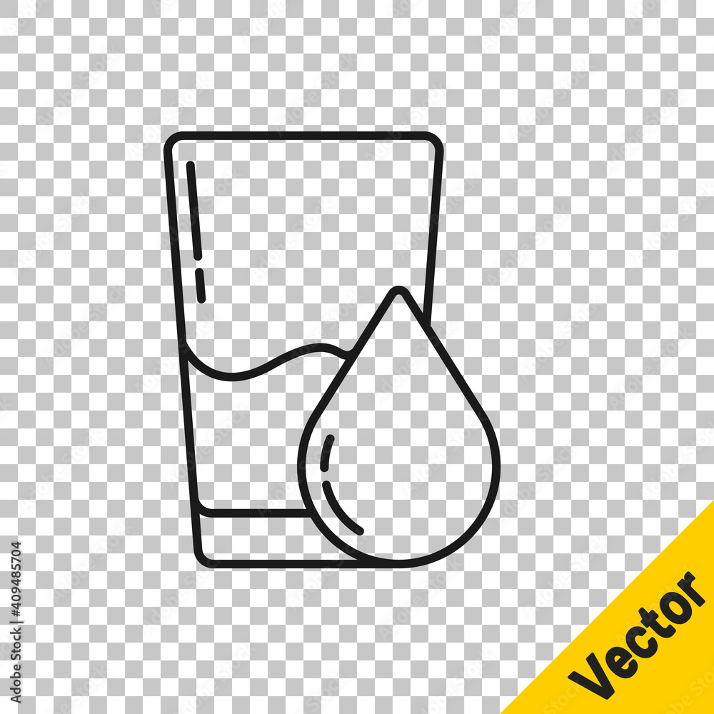Black line Glass with water icon isolated on transparent background. Soda glass. Vector Illustration. Black line Glass with water icon isolated on transparent background. Soda glass. Vector Illustration.