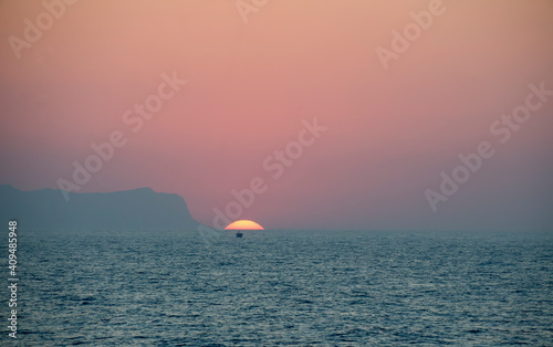 Sunset on the island of Crete. Greece