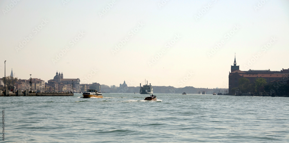 View of the Grand Canal with boats. Venice. Italy View of the Grand Canal with boats. Venice. Italy