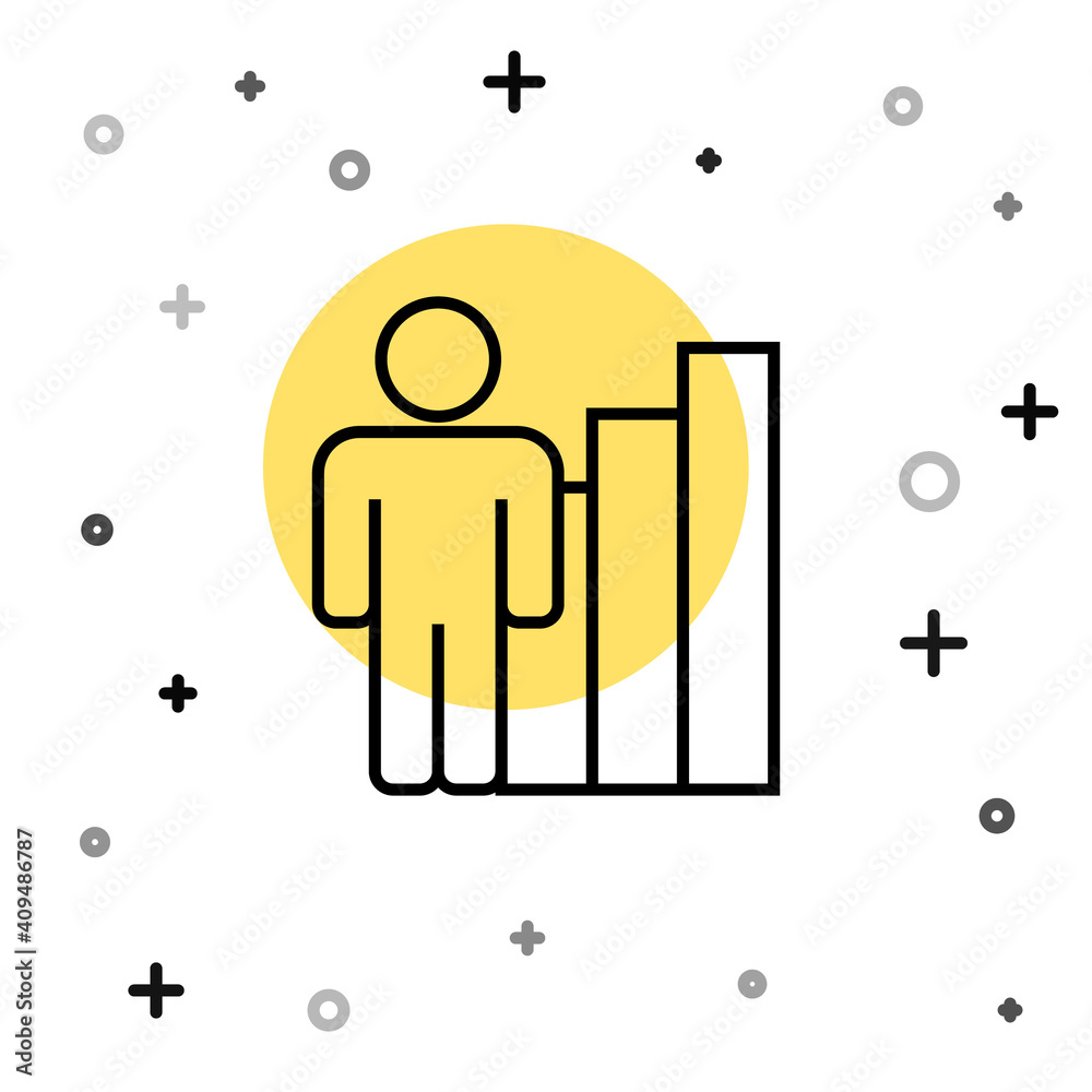 Black line Productive human icon isolated on white background. Idea work, success, productivity, vision and efficiency concept. Random dynamic shapes. Vector. Black line Productive human icon isolated on white background. Idea work, success, productivity, vision and efficiency concept. Random dynamic shapes. Vector.