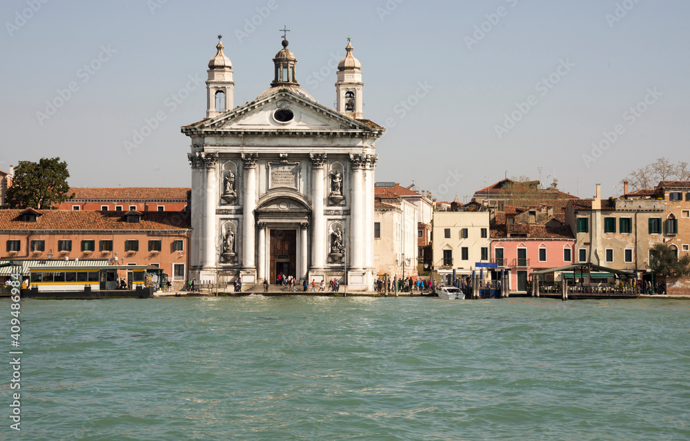 View on Gesuati Santa Maria del Rosario Church  from a boat. Venice. Italy
